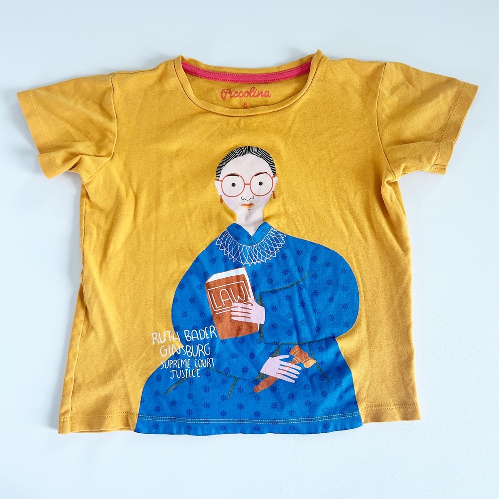 Piccolina Kids Ruth Bader‎ Ginsburg RBG Trailblazer Graphic Tee Yellow Size 6